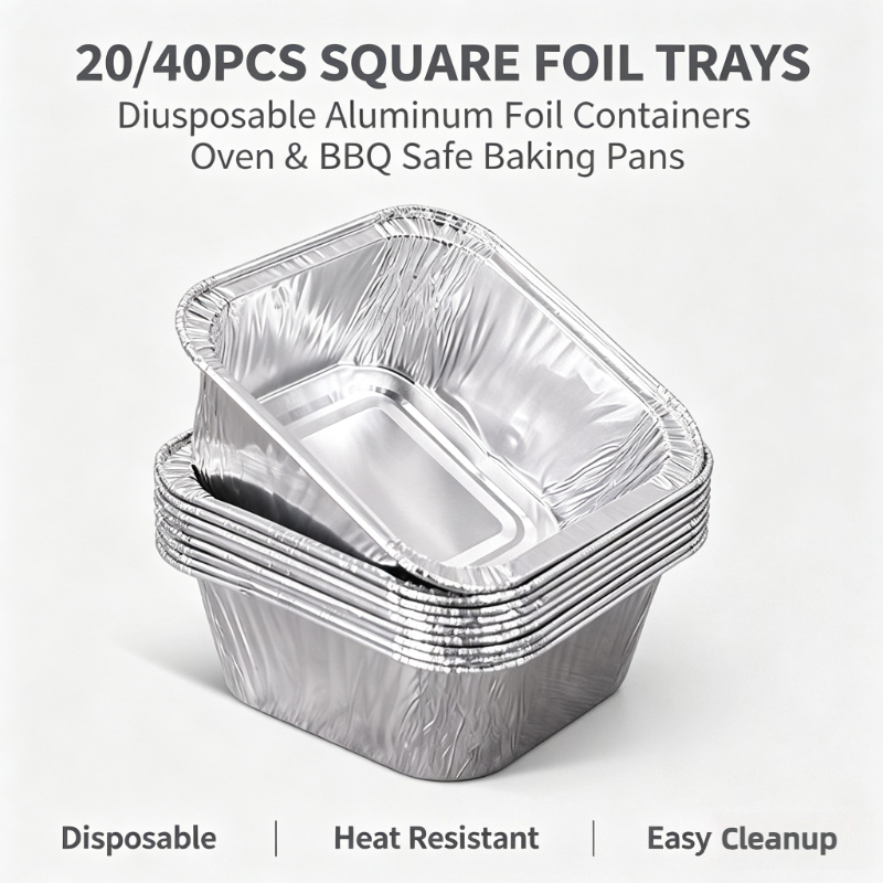 Kitchen Baking Containers - 20/40Pcs Square Disposable Aluminum Foil Trays