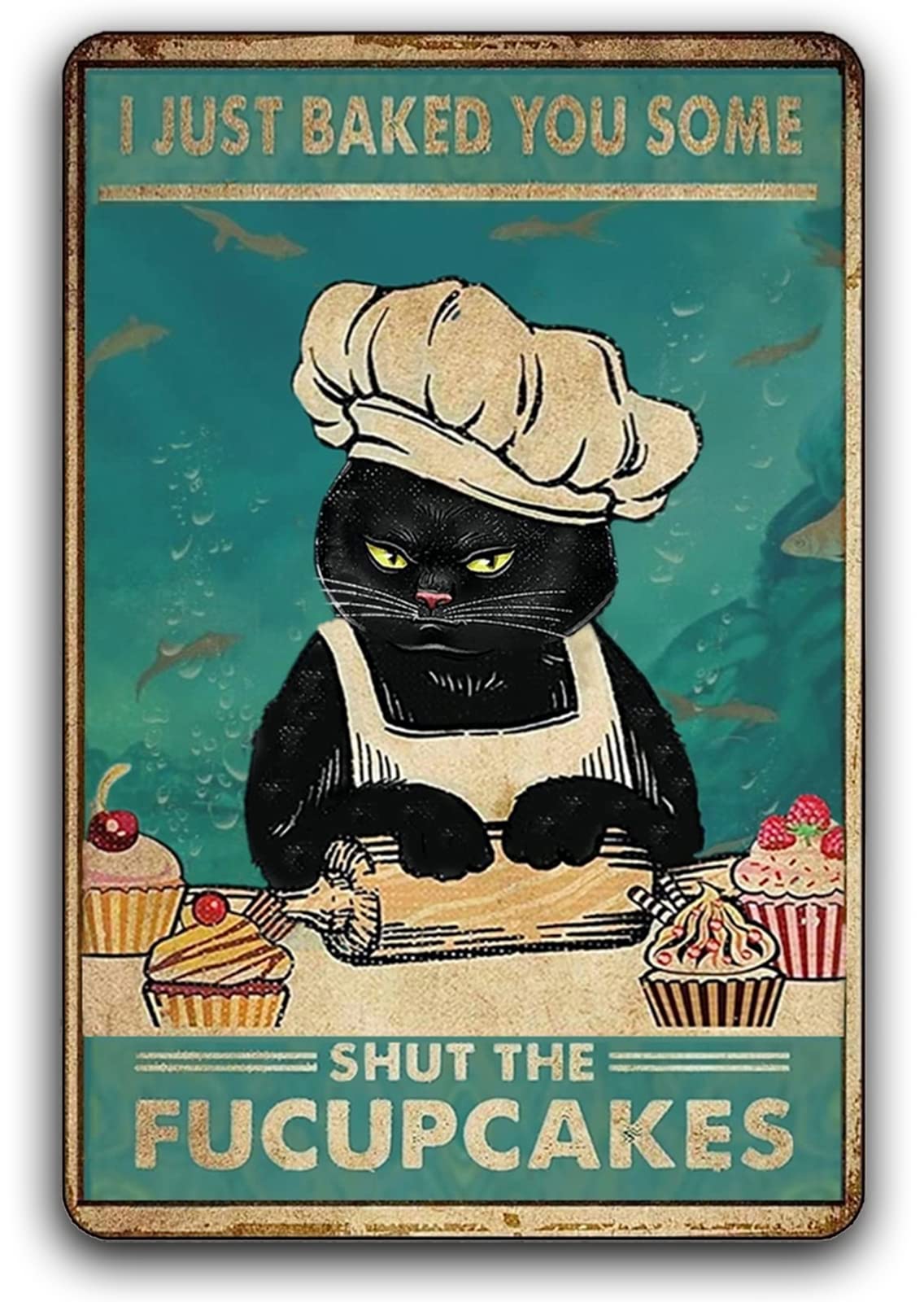Fmcmly Funny Cat Metal Tin Sig - Kitchen Baking Wall Art recension och pris