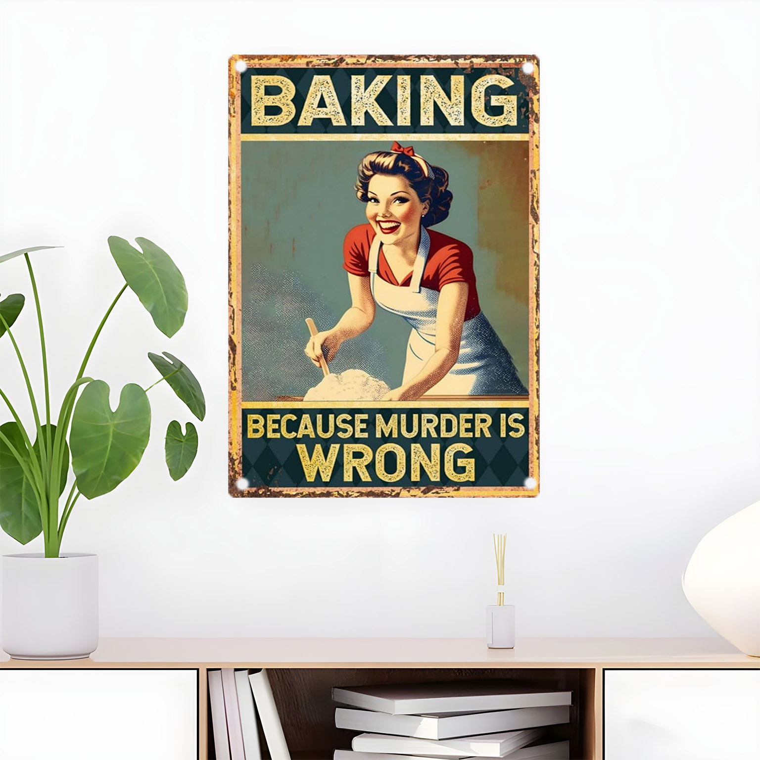 Vintage Funny Baking Quote Met - Kitchen Baking Wall Art recension och pris