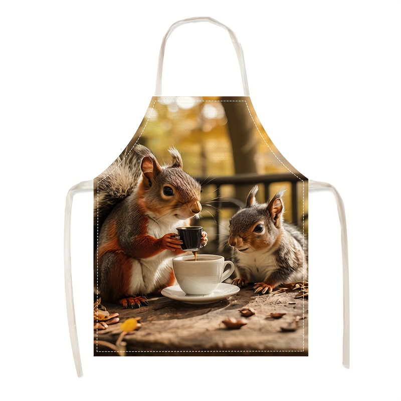 Linen Apron Squirrel Coffee Sc - Kitchen Baking Ideas recension och pris
