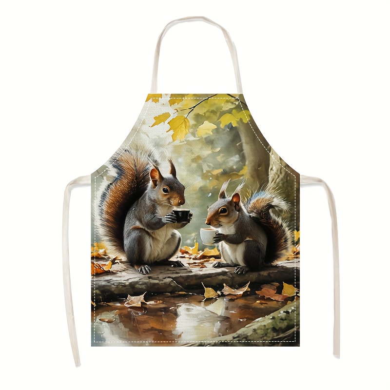 Linen Apron Squirrel Coffee Sc - Kitchen Baking Ideas recension och pris