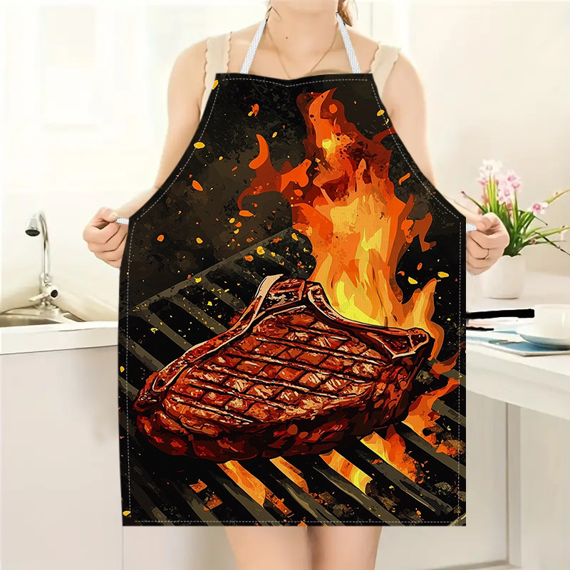 1pc BBQ Steak Apron with Flame - Kitchen Baking Ideas recension och pris