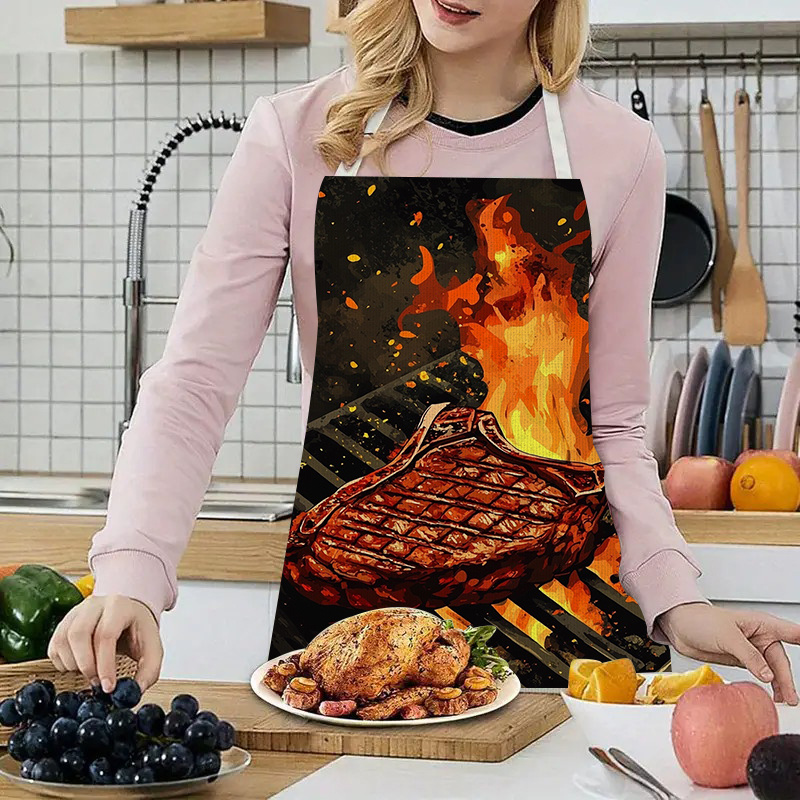 1pc BBQ Steak Apron with Flame - Kitchen Baking Ideas recension och pris
