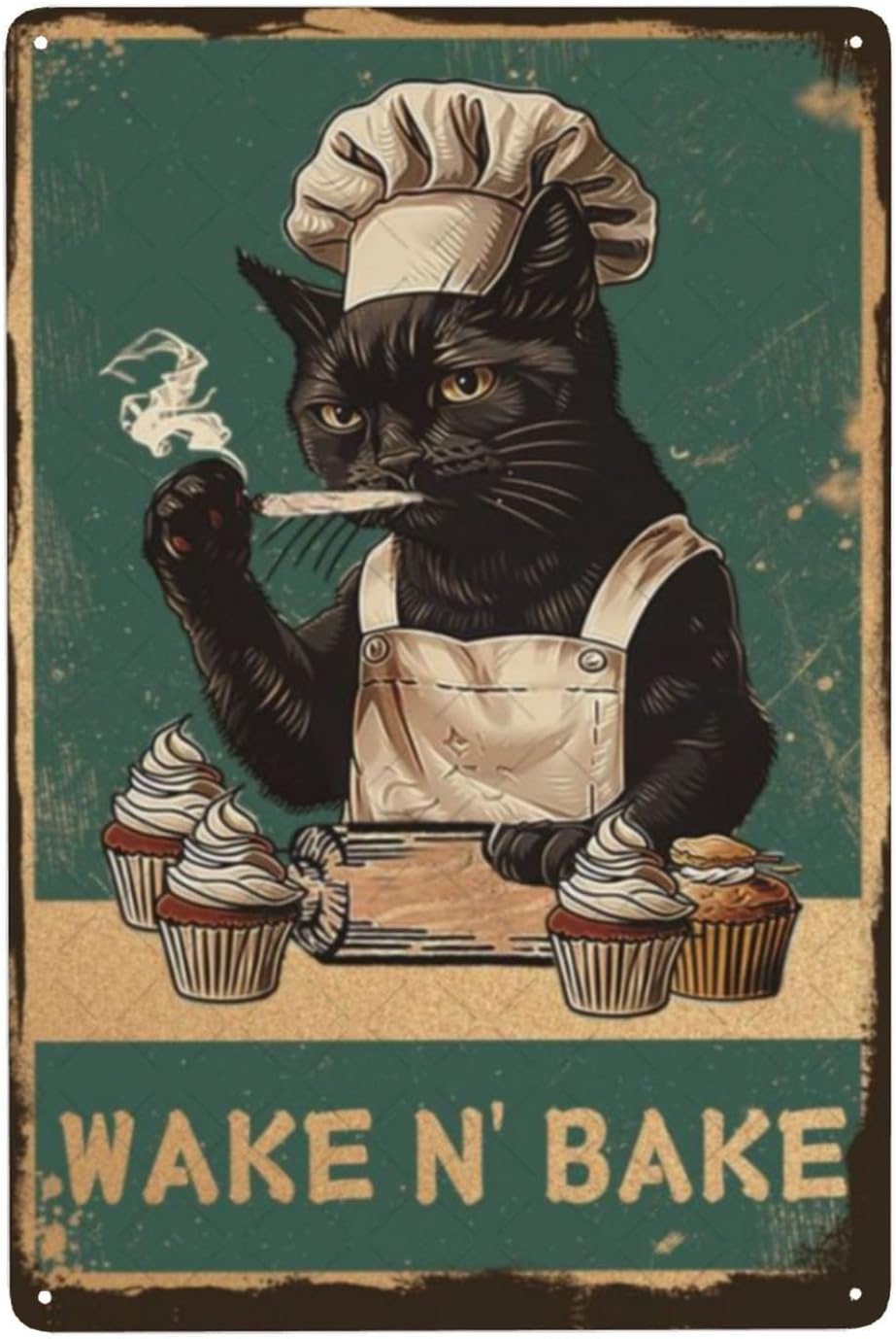 Wake N' Bake Metal Sign Black  - Kitchen Baking Wall Art recension och pris