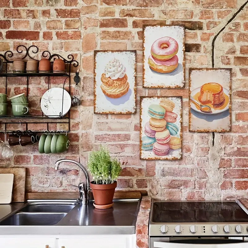 2D Flat, 4pcs Dessert Baking W - Kitchen Baking Wall Art recension och pris